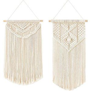 2 Pcs Macrame Wall Hanging Boho Wall Decor Home Chic Decoration Wall Pediments